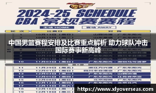 中国男篮赛程安排及比赛重点解析 助力球队冲击国际赛事新高峰